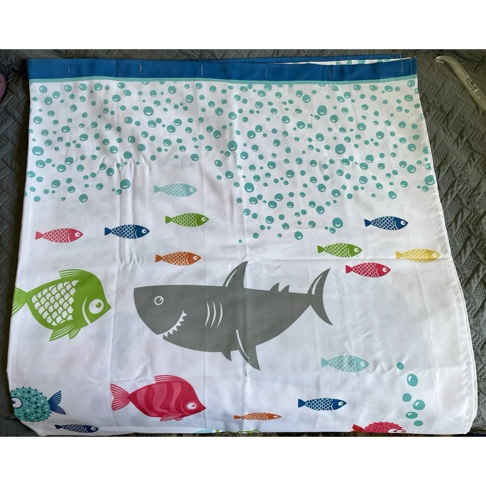 Circo by Target Kids Ocean Sea Life Shower Curtain Shark Whale Fish Dolphin FLAW